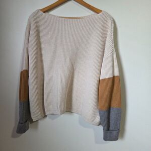 EUC FRENCH CONNECTION COTTON BOATNECK LOOSE FITTING PULLOVER SWEATER SZ M